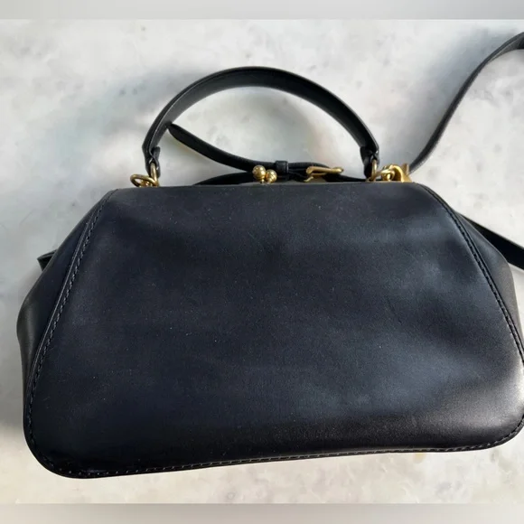 COACH 1941 Large Kisslock Frame black leather crossbody bag - Picture 8 of 16